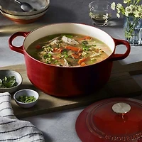 JS GOURMET Enamelled Cast Iron Round Cocotte Cherry Red 5.3L with Lid