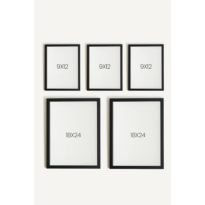 Oleka Rêves du verger Framed Canvas Wall Art, Set of 5 - Black Wood Frame