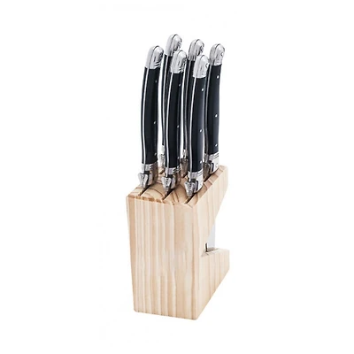 Set of 6 Black Laguiole Du Monde Affordable Steak Knives