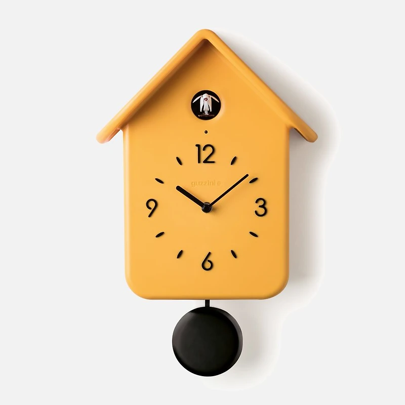 Horloge coucou jaune « Home » avec pendule par Guzzini