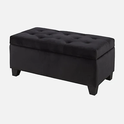Large Tufted Storage Ottoman - Black