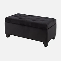 Large Tufted Storage Ottoman - Black
