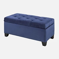Grand pouf de rangement capitonné - bleu marine