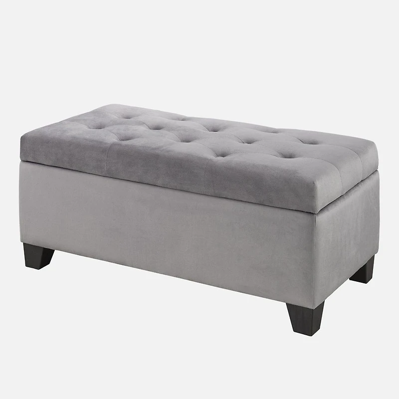 Grand pouf de rangement capitonn