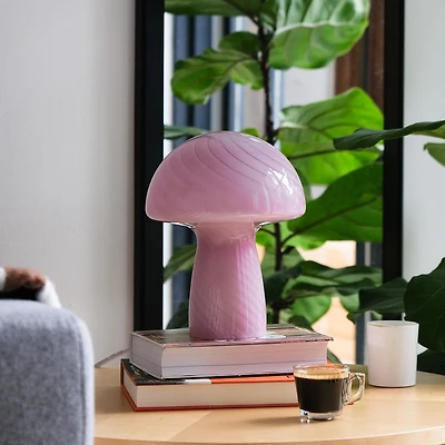 Glass Mushroom Table Lamp - Pink Stripes