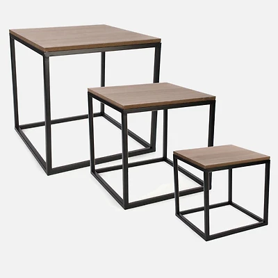 Tables d’appoint carrées, ensemble de 3 - Naturelle