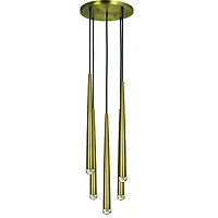 Round Satin Brass Pendant Light with 5 LED Pendulums