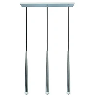 Linear Chrome Pendant Light with 3 LED Pendulums