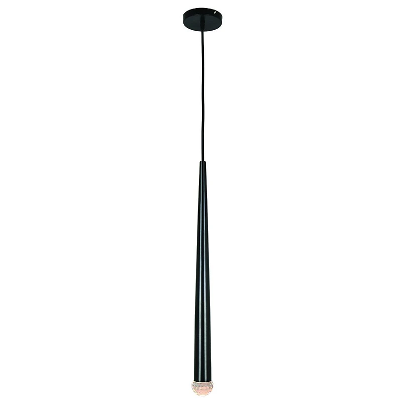  Round Black Pendant Light with 1 LED Pendulum