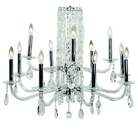 Lustre de style chandelier à 12 lumières en forme de bougies en cristal