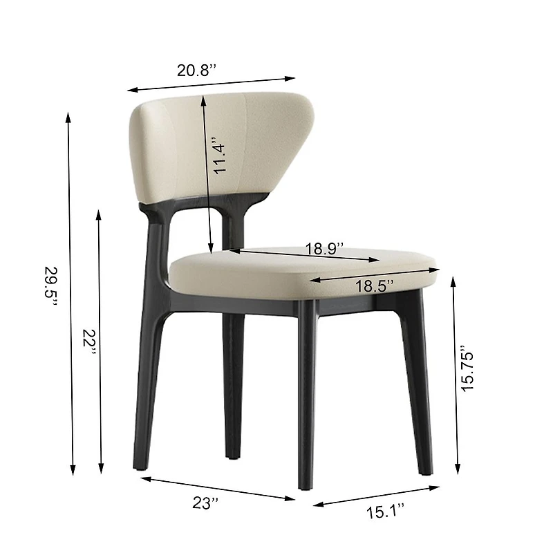 Lot de 4 chaises noires en bois avec assise en tissu