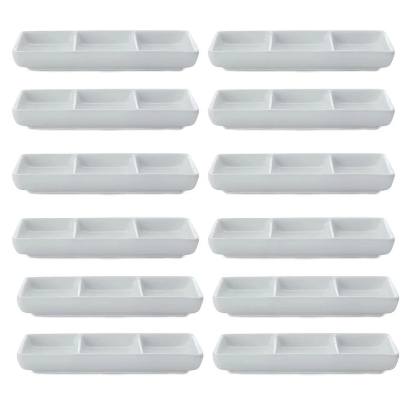 Set of 12 White Basics 3 Sections Dish by Maxwell & Williams