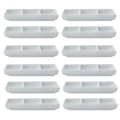 Set of 12 White Basics 3 Sections Dish by Maxwell & Williams