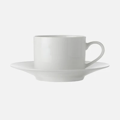 Set of 4 White Basics Straight Cup and Saucer