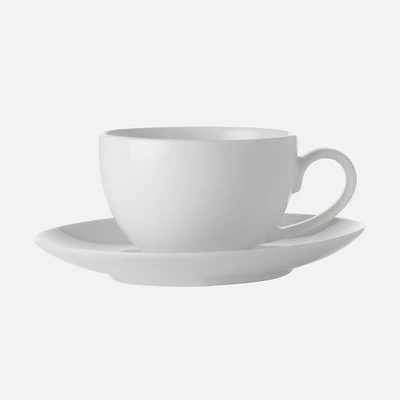 Ensemble de 4 demies tasses et soucoupes arrondies « White Basics »