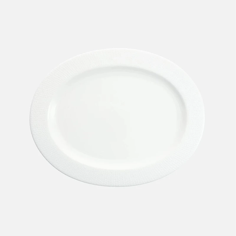 Amanda White Embossed Oval Platter - 14"
