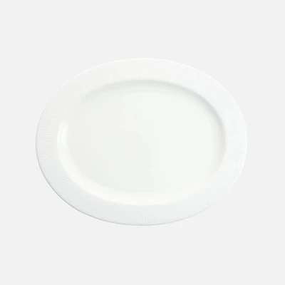 Amanda White Embossed Oval Platter - 14"