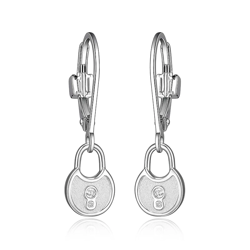 ELLE Sterling Silver & Cubic Zirconia Lock Earrings