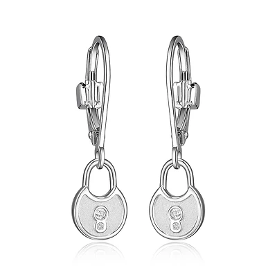 ELLE Sterling Silver & Cubic Zirconia Lock Earrings