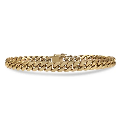 Bracelet à maillons cubains de 8 mm plaqué or par Luenzo