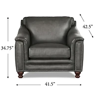 Belfast Leather Chair - Antiqued Ash Grey