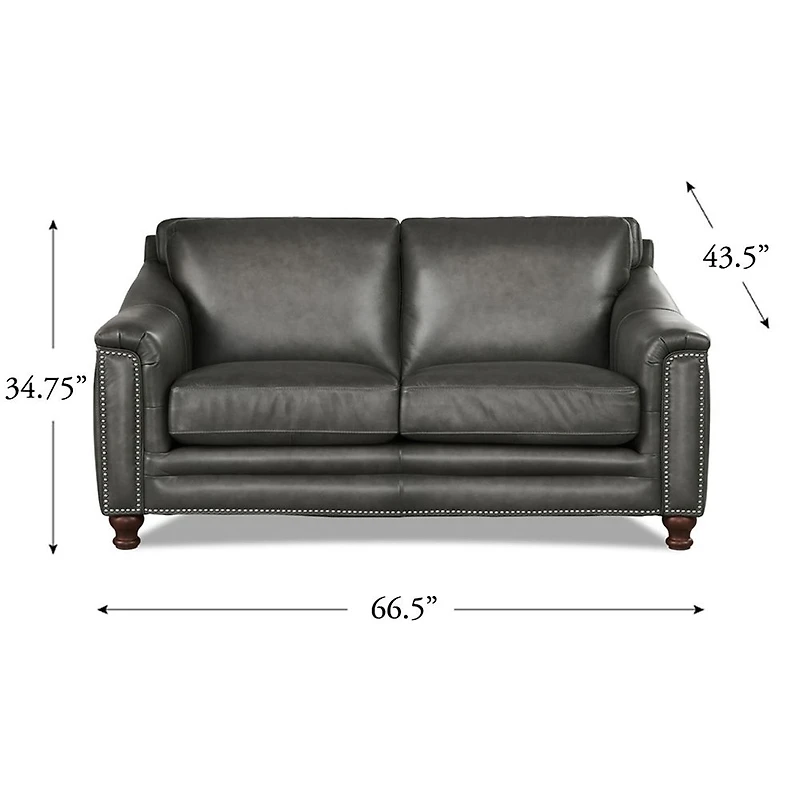Belfast Leather Loveseat - Antiqued Ash Grey