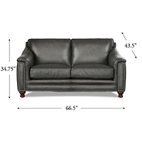 Belfast Leather Loveseat - Antiqued Ash Grey