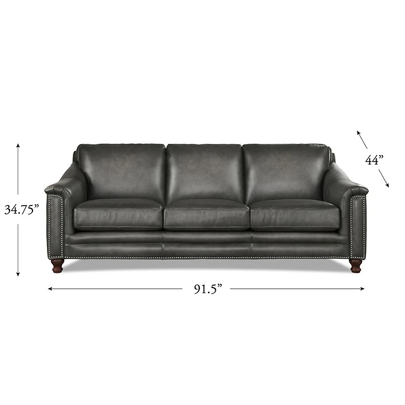 Belfast Leather Sofa - Antiqued Ash Grey
