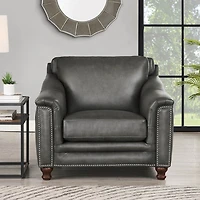 Belfast Leather Chair - Antiqued Ash Grey