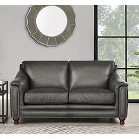 Belfast Leather Loveseat - Antiqued Ash Grey