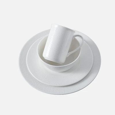 Ensemble de vaisselle Amanda blanche avec relief 16 pièces