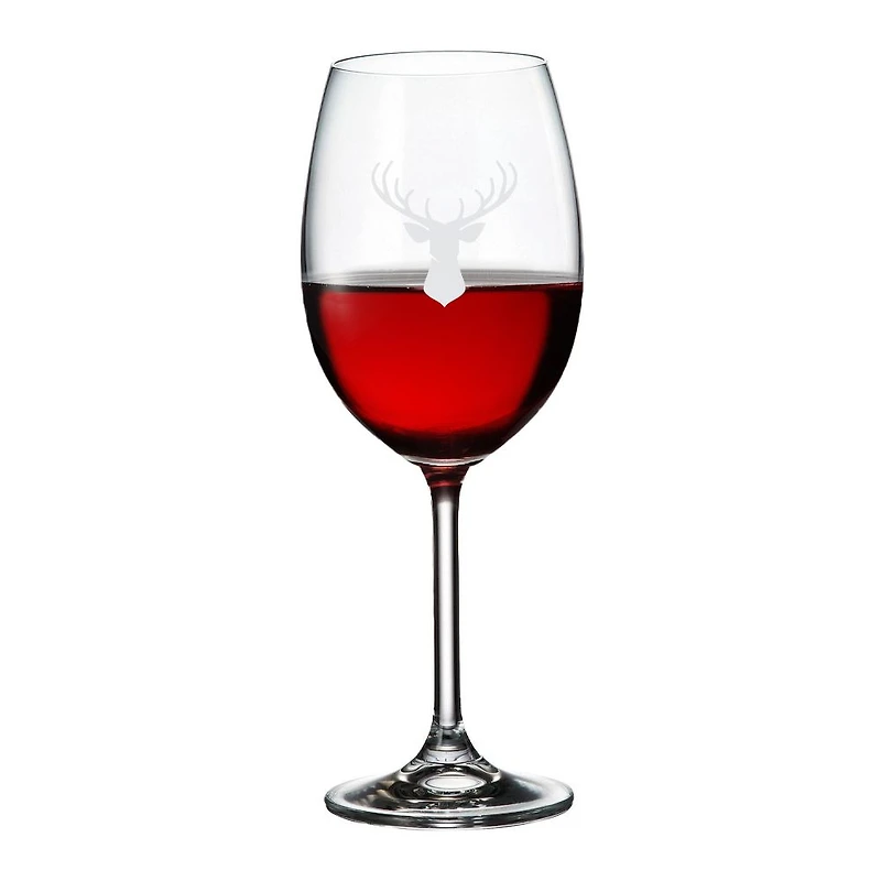 Ensemble de 6 verres à vin rouge avec cerf