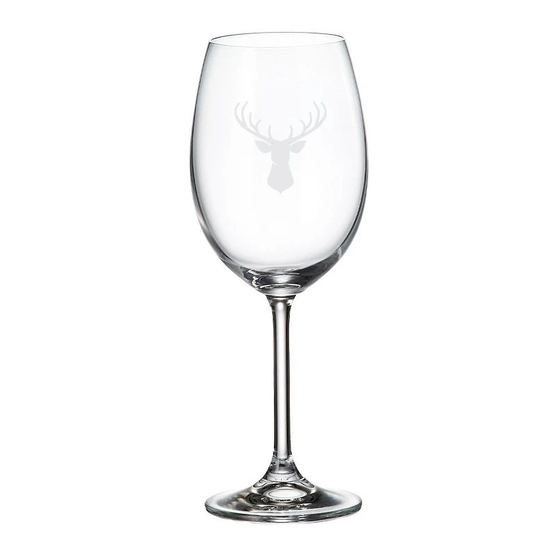 Ensemble de 6 verres à vin rouge avec cerf