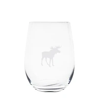 Set of 6 Moose Print Stemless Wine Glasses by Cuisivin