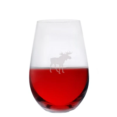 Set of 6 Moose Print Stemless Wine Glasses by Cuisivin