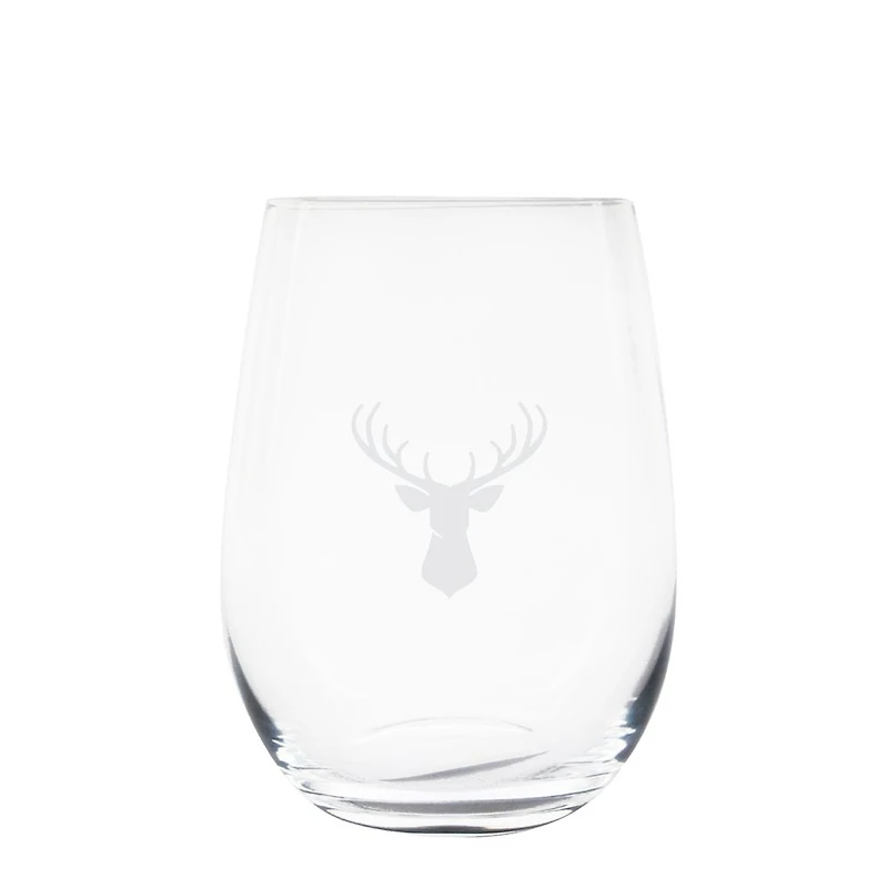 Ensemble de 6 verres à vin sans pied avec cerf