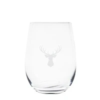 Ensemble de 6 verres à vin sans pied avec cerf