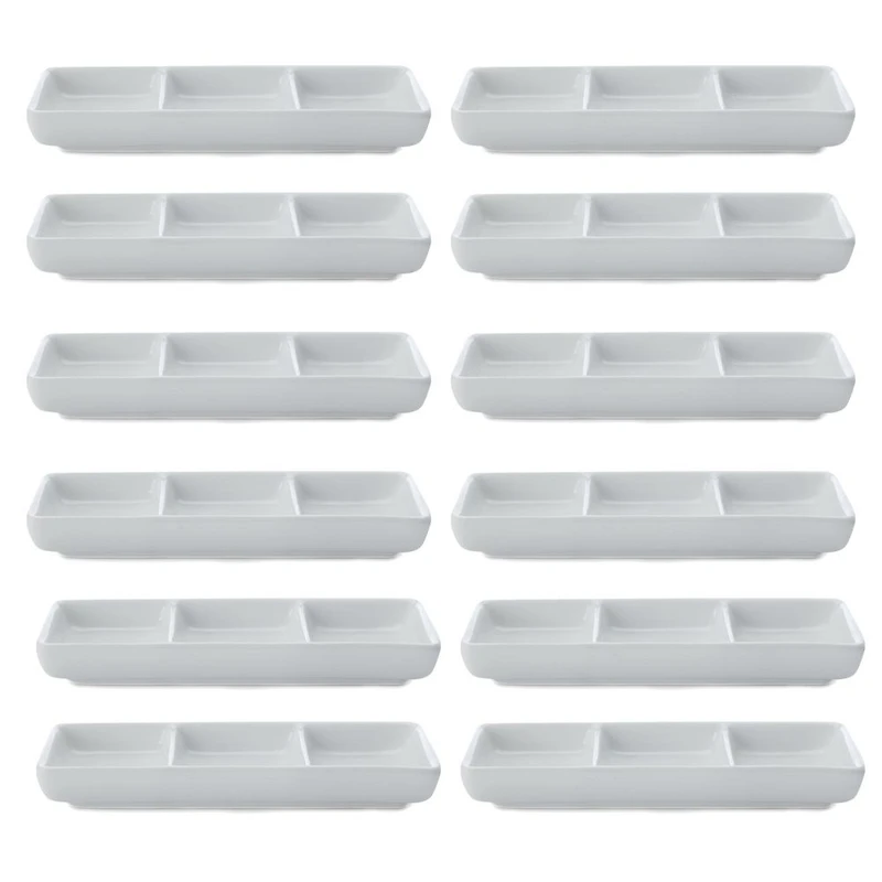 Set of 12 White Basics 3 Sections Dish by Maxwell & Williams