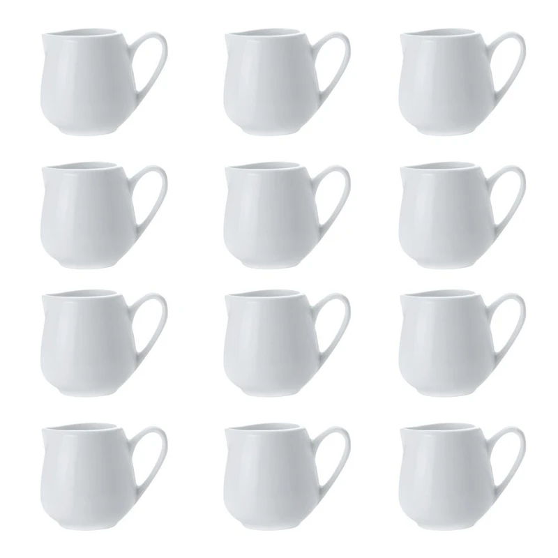 Set of 12 White Basics Jugs by Maxwell & Williams (90 ml)
