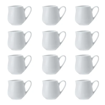 Set of 12 White Basics Jugs by Maxwell & Williams (90 ml)