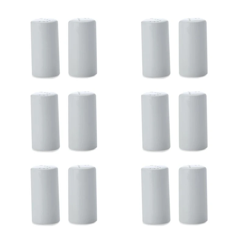 Set of 6 White Basics Cylinder Salt & Pepper Shakers by Maxwell & Williams (8x4cm)
