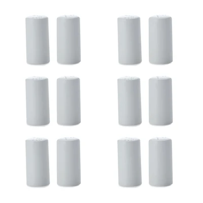 Set of 6 White Basics Cylinder Salt & Pepper Shakers by Maxwell & Williams (8x4cm)