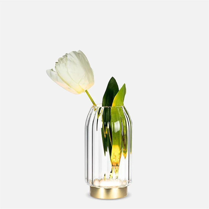 Panel Led Vase with Gold Base - 6,5''