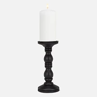 Turned Pillar Candle Holder - Black 10.5