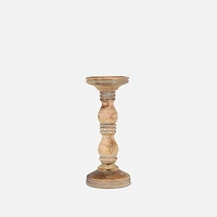 Turned Pillar Candle Holder  - Wood 10.5