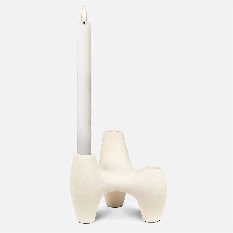 Porte-bougies triple, blanc antique - 5,5 pouces