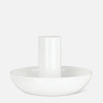 Small Pipe Taper Candle Holder 2" - White