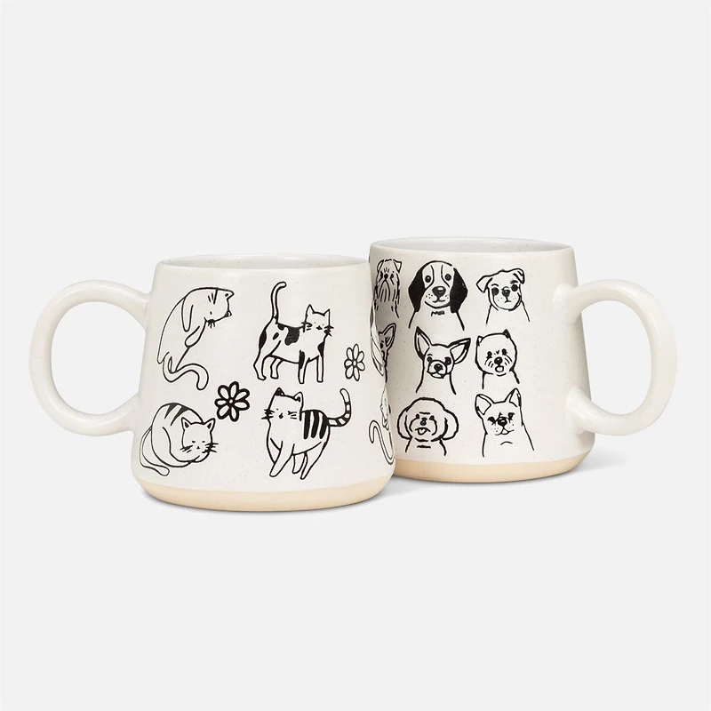 Tasse à base large avec chiens - 14 oz