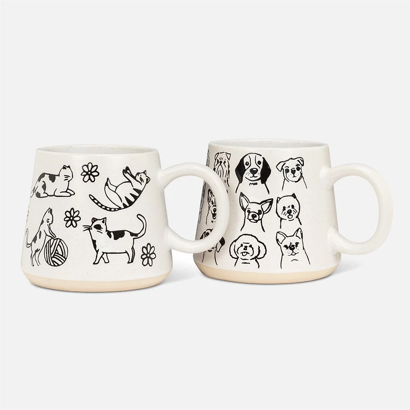 Tasse à base large avec chiens - 14 oz