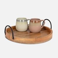 Abbott Plateau rond en bois avec poignées, 14 pouces 